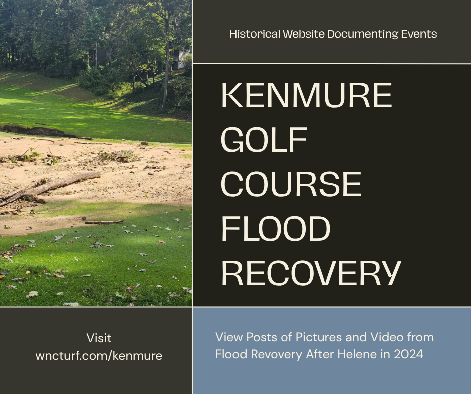 Flooded Kenmure fairway during Hurricane Helene recovery.